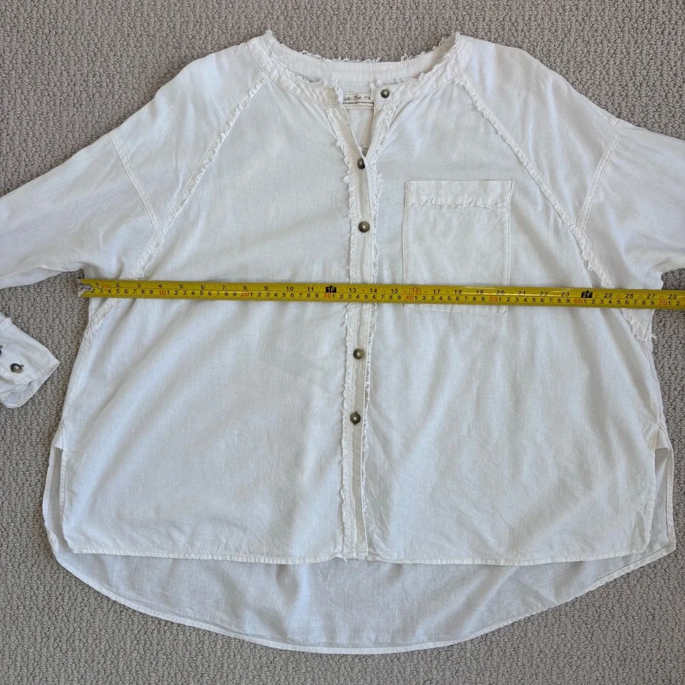 We The Free People Keep It Simple Button Down Top Size XS Ivory Linen‎ Blend
